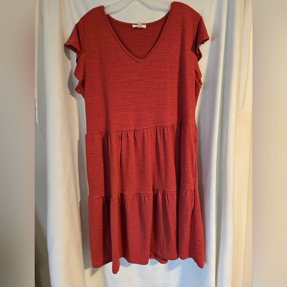 Maurices Burgundy Tiered Mini Dress